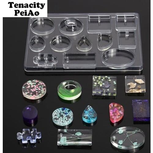 12 Designs Transparent Silicone Mold Necklace Pendant uv Resin Molds Jewelry Making DIY Hand Craft resin mould for Jewelry