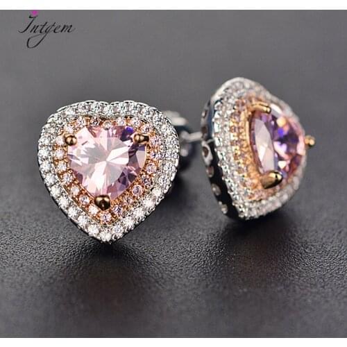 Charms Heart Shape Womens Earrings 925 Sterling Silver Jewelry Stud Earrings Spinel Gemstone Fashion Wedding Engagement Jewelry