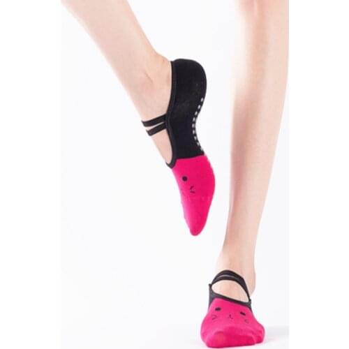 Women Sports Yoga Slipper Anti Slip Cat pattern Cotton Socks Ladies Dance Pilates Yoga Socks Professiona fitness Socks