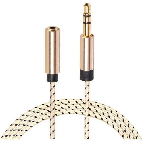 0.5m/1m/1.8m/3m/5m Quality Earphone Extension Gold Cable 3.5mm Jack Male to Female Aux Audio Cord for Phone PC