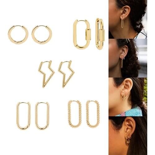 1 Pair Punk Geometric Circle Earrings Fashion Men Women Earring Drop Stud Jewelry Gift