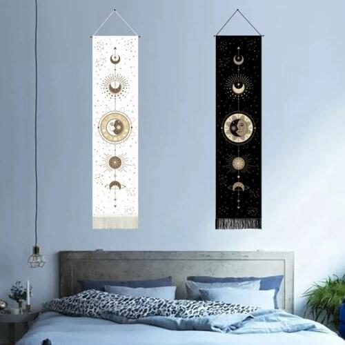 2 PCS Black And White Sun Moon Decorative Tapestry For Home Decor Bohemian Moon Phase Wall Hanging Tapestry Decoration