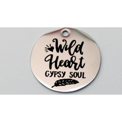 20pcs Stainless Steel Memorial Charm WILD HEART CYPSY SOUL Charms Pendant For DIY Handmade Accessories