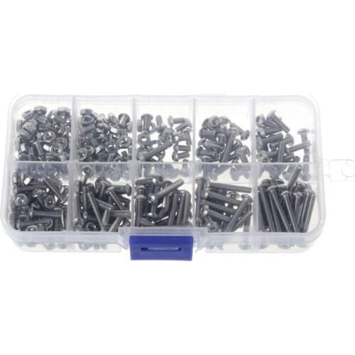 2020 New 340Pcs M3 3mm Stainless Steel Button Head Allen Bolts Screws Nuts Assortment Kit