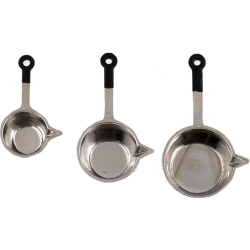 3Pcs 1/12 Doll House Miniature Stew Pan SimulationKitchen Utensils Model Toys for Mini Decoration Dollhouse Accessories