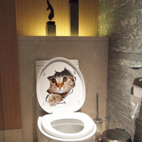3d Stereo kitten puppy broken wall decoration,Toilet toilet cover,Notebook stickers,Wall sticker