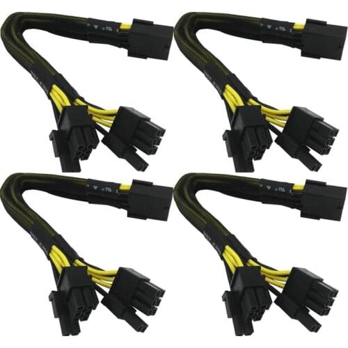 8-Pin Female To Dual 8-Pin (6+2) Male 18 AWG PCI-E GPU Miner Graphics Card VGA Sleeve Extension Power Cord Splitter