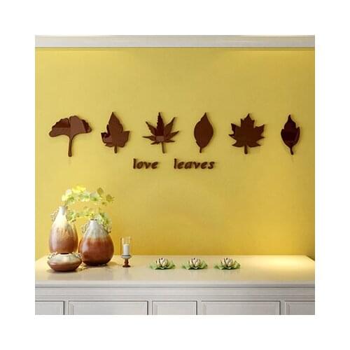 Acrylic art 3D wall stickers leaves kindergarten style Love Leaves three-dimensional wall stickers home decoration decor gift
