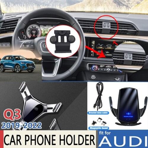 Car Mobile Phone Holder for Audi Q3 F3 MK2 2019 2020 2021 2022 Telephone Stand Charging Bracket Accessories for Iphone Huawei