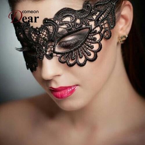 Comeondear Lace Mask Costumes Black Ball Party Masks Enchanting Masquerade Cutout Eye Mask CB80609