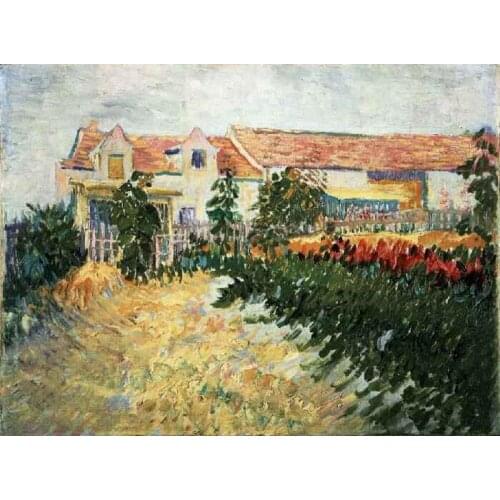 House with sunflowers by Vincent Van Gogh Reproduction oil painting Canvas art Handmade High quality