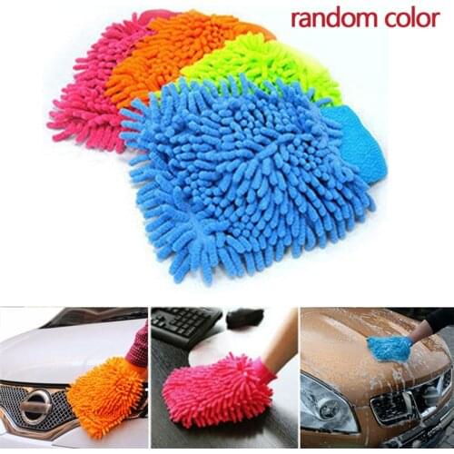 Double Sided Microfiber Washing Hand Gloves Car Window Dust Cleaning Glove Household Cleaning Towel Washing Accessories