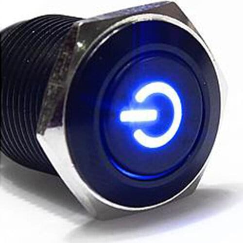 EE support 16mm 12V Black Metal Push Button LED Light Switch Car Accessories Latching ON-OFF Switch