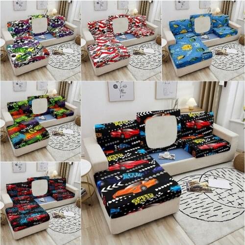 Cartoon Car Elastic Corner Sofa Seat Cushion Cover Stretch Elastic Sofa Seat Covers Sectional Spandex Couch Cover Sofa Protector