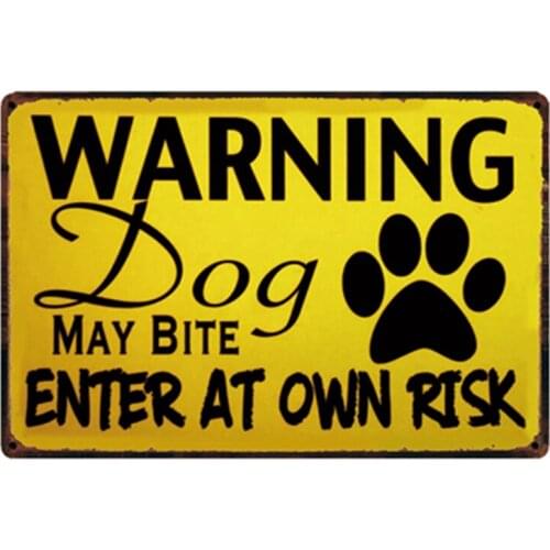 [ Kelly66 ] Dogs Warning Metal Sign Tin Poster Home Decor Bar Wall Art Painting 20*30 CM Size y-2111