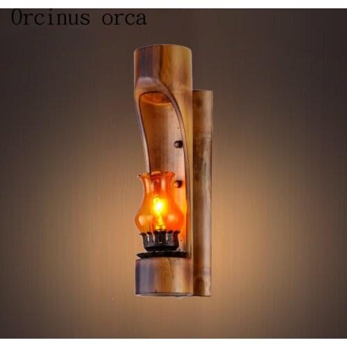 Chinese Antique bamboo creative personality retro restaurant bar lamp lamp bedside lamp