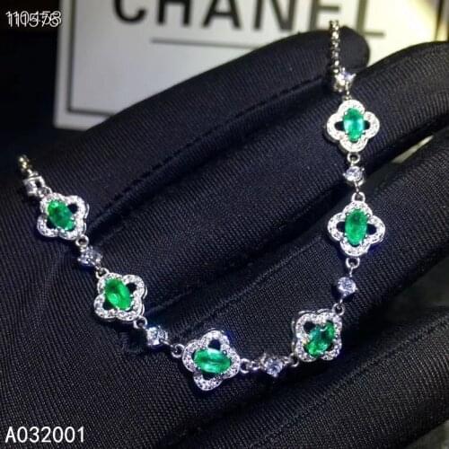 KJJEAXCMY fine jewelry natural Emerald 925 sterling silver new women gemstone hand bracelet support test noble