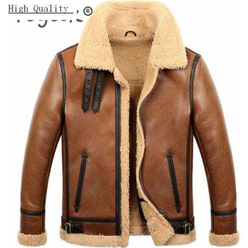 Real Fur Coat Winter Men Clothes 2020 100% Genuine Leather Jacket Sheep Shearling Bomber Jacket Sheepskin Coat Hiver M860