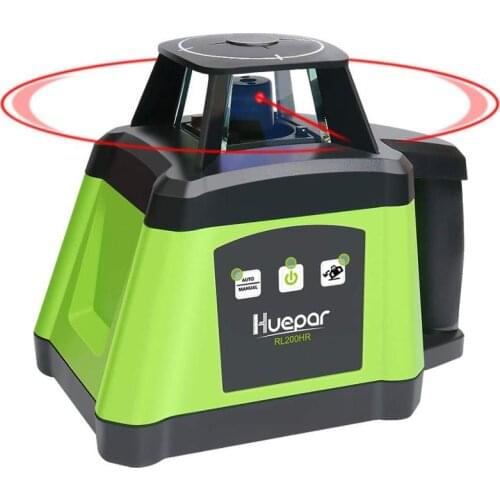 Huepar RL200HR 360 Horizontal Red Interior/Exterior Rotating Beam,High Precision Electronic Self-Leveling Rotary Laser Level Kit