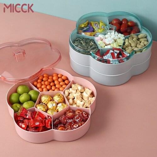 MICCK Creative Flower Petal Fruit Plate Candy Storage Box Snack Candy Box Double-Deck Basket Wedding Decoration Organizer