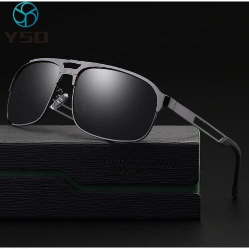 YSO Stainless Steel Square Sunglasses For Men Polarized UV400 Protection Males Glasses For Car Driving Man Sunglasses 2352