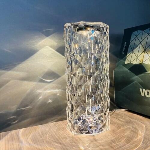 Crystal Diamond Table Lamp Acrylic Transparent Prism Desk Night Light For Bedroom Bedside Bar Decorations Home Romantic Lighting