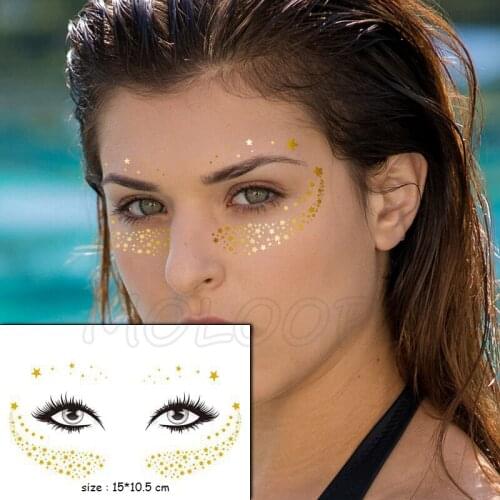 New Gold Face Dot Star Temporary Tattoo Waterproof Blocked Freckles Makeup Stickers Eye Decal Body Art for Girl Kid 02