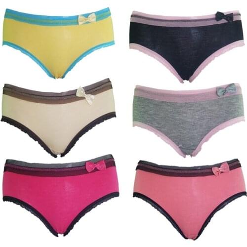 New everyday bamboo fiber bow Sexy cozy comfortable Lace Briefs thongs Underwear Lingerie for women 86669-1