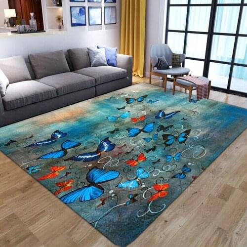 New Butterfly Cartoon 3D Printing Area Rugs Kids Bedroom Play Mat Soft Flannel Girl Room Decoration Game Carpets for Living Room