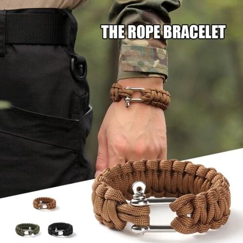 Newly Braided Rope Survival Bracelet with U-shaped Shackle Extra Beefy Detachable Durable Fashion Outdoor Lifesaving Bracelet