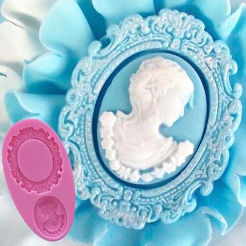Oval Cameo Oval Frame Fondant Mold Miniature Frame Silicone Mirror Sugar Fondant Cake Decorating Tools Baking Bakeware Mold