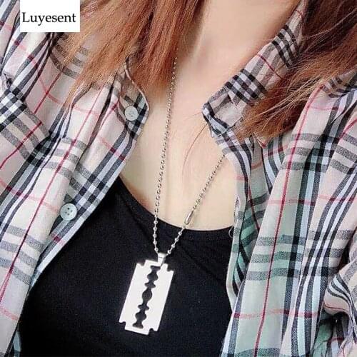 New Fashion Hip Hop Basic Metal Blade Cool Unisex Necklaces Man Women Couple Necklace Gothic Punk 2021 Outdoor Accessories Gift