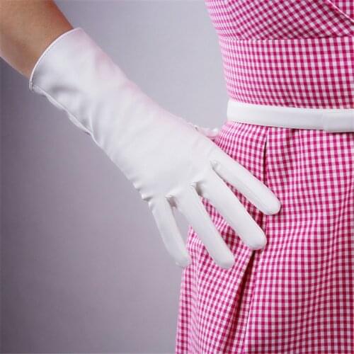 28cm Touchscreen Warm Gloves Medium And Long Section Emulation Leather PU Bright Leather Patent Leather Bright White WPU110