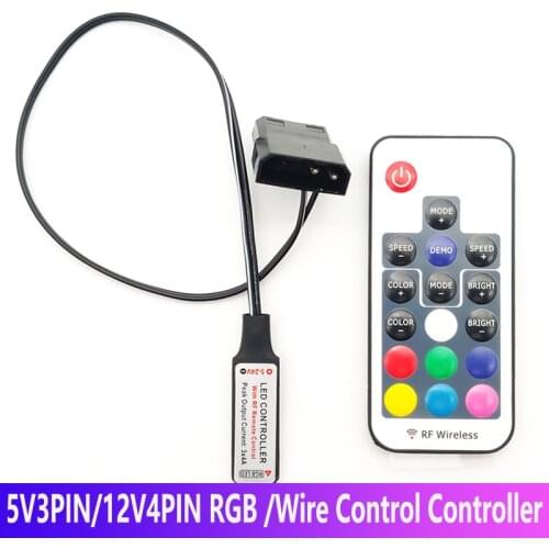 Computer case 5V 3 Pin / 12V 4Pin CPU cooler fan controller RGB motherboard switching power supply big 4D interface remote contr