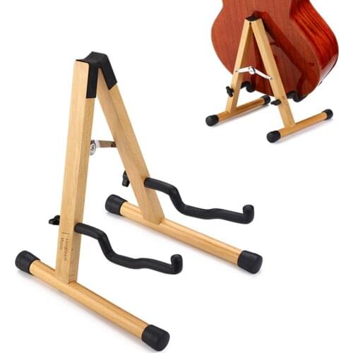 Solid Wood Guitar Folding Stand Folk Guitar Electric Bass Stand Home Instrument Ukulele Display Holder