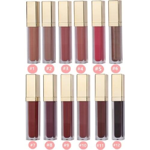 Sexy Nude Matte Liquid Lipstick Gold Top Long Lasting Waterproof Makeup Matte Lip Gloss Wholesale Customized Private Label