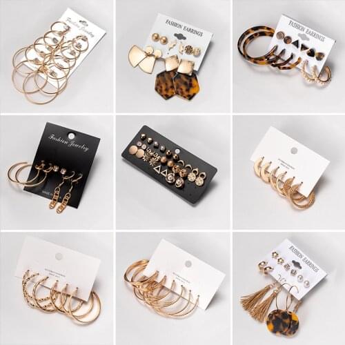 Womens Earrings Vintage Pearl Earrings For Women Big Gold Set of Earrings Circle Long Tassel Dangle Drop Earrings 2021 Jewelry