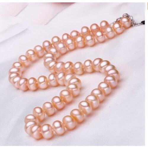 Wedding Top Natural Freshwater pearl 8-9mm Real pearl Necklace highlight Fashion Handmade Choker women Jewelry