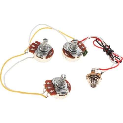 1 Set DIY Bass Wiring Harness A250K B250K Potentiometers For Jazz Bass Accessory