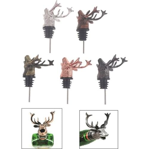1pc Zinc Alloy Deer Stag Head Wine Pourer Unique Wine Bottle Stoppers Wine Aerators Bar Tools Get Together Gift