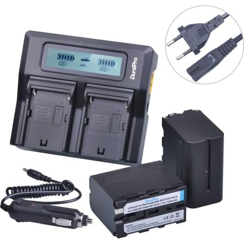 2Pc NP-F960 7200mAh NP F960 F970 Power Display Battery +1 Ultra Fast Dual Charger for SONY F930 F950 F770 F570 CCD-RV100