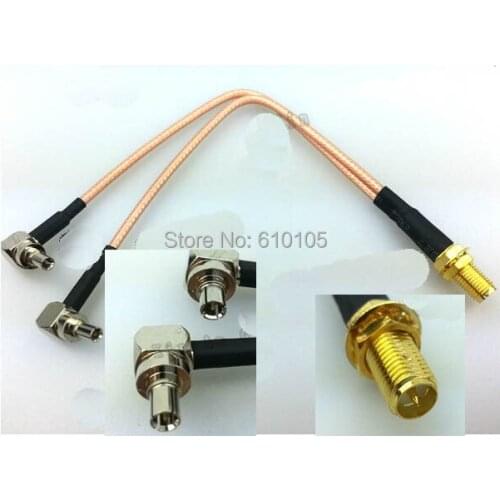2pc Dual CRC9 Male Plug to RP-SMA Female RF Adapter Connector RG316 15cm