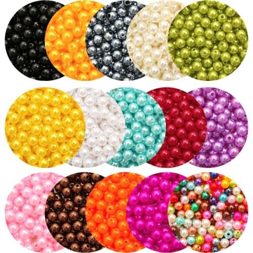 30-1000Pcs 4/6/8/10mm Acrylic Spacer Beads Imitation ABS Pearls Round Loose Beads For Craft Making DIY Garment Clothing Supplies