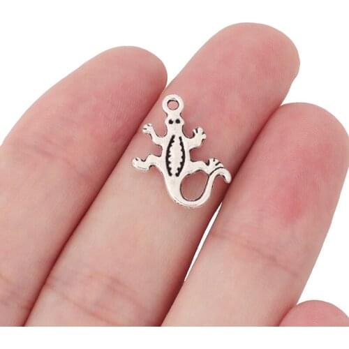 30 x Tibetan Silver Lizard Gecko Charms Pendants 2 Sided for Bracelet Handmade Jewelry Craft 18x12mm