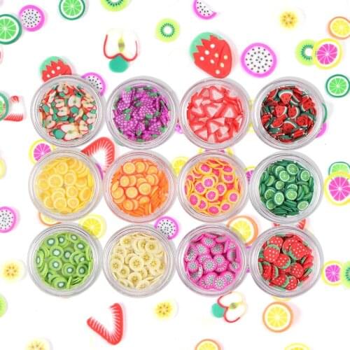 12 Colors 3D Fruit Nails Design Tiny Slices Nail Art Decorations Polymer Clay Stickers Decals Polish Manicure Tips Accessories