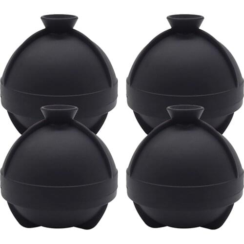4 Pack Multifunction Large Ice Ball Molds Whiskey Sphere Ice Molds Funnel Round Cube Maker Silicone Moulds Tray for Cocktail