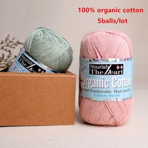 5balls 100% Organic Cotton Baby Yarn Crochet Yarn DIY Knitting Needlework Thread Hand Knitting blanket Sweater