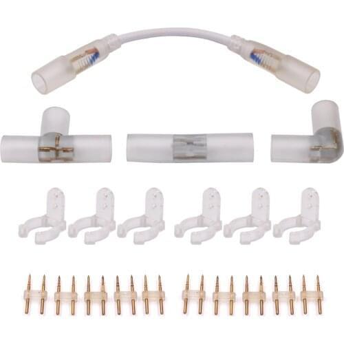 5Pcs 2Pin LED Strip Neon Light Middle Conector for Round 2-Wire T L I Type 14MM Connector Straight Cable for Neon Tube Neon Clip