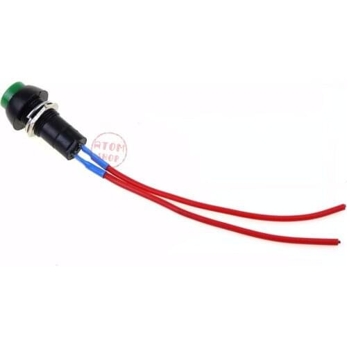 5pcs PBS-11B 2PIN 12mm green Self reset ON OFF Push Button Momentary Switch with cord 3A 150V