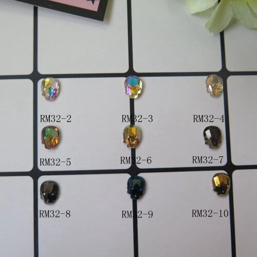 5pcs Cute High Quality 6*8MM Flat-Back Skull Head Shape Crystal Gem Stone Nail Art Gem RM32